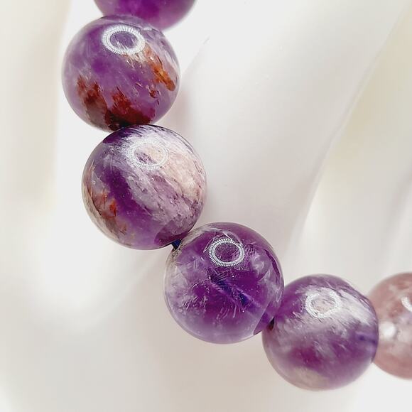 14mm Amethyst Stretch Bracelet Natural Purple Gemstone Round Beads 6.5” - Picture 4 of 9